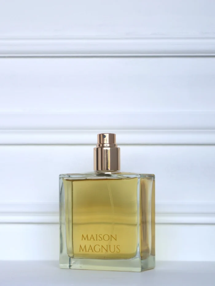 parfum d'intérieur haut de gamme Maison Magnus 100 ml éternel sur un fond blanc avec moulures, l'art de vivre.